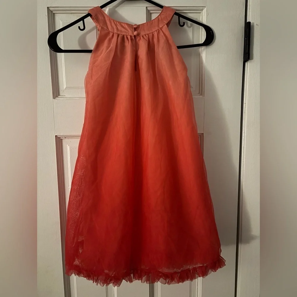 Cynthia Rowley Charming Coral Ombre Kids Dress with Floral Accent